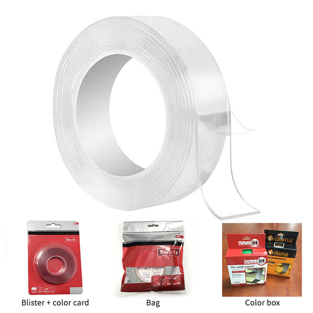 Free Sample Washable Strong Adhesive No Residue High Adhesion Transparent Double Side Nano Grip Tape 